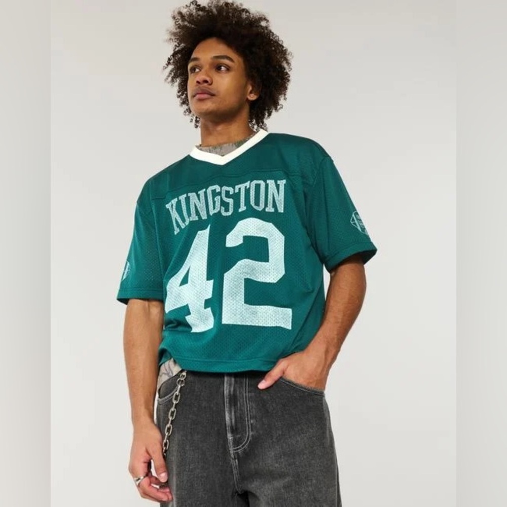 Hollister Teal Boxy Crop Fit Jersey